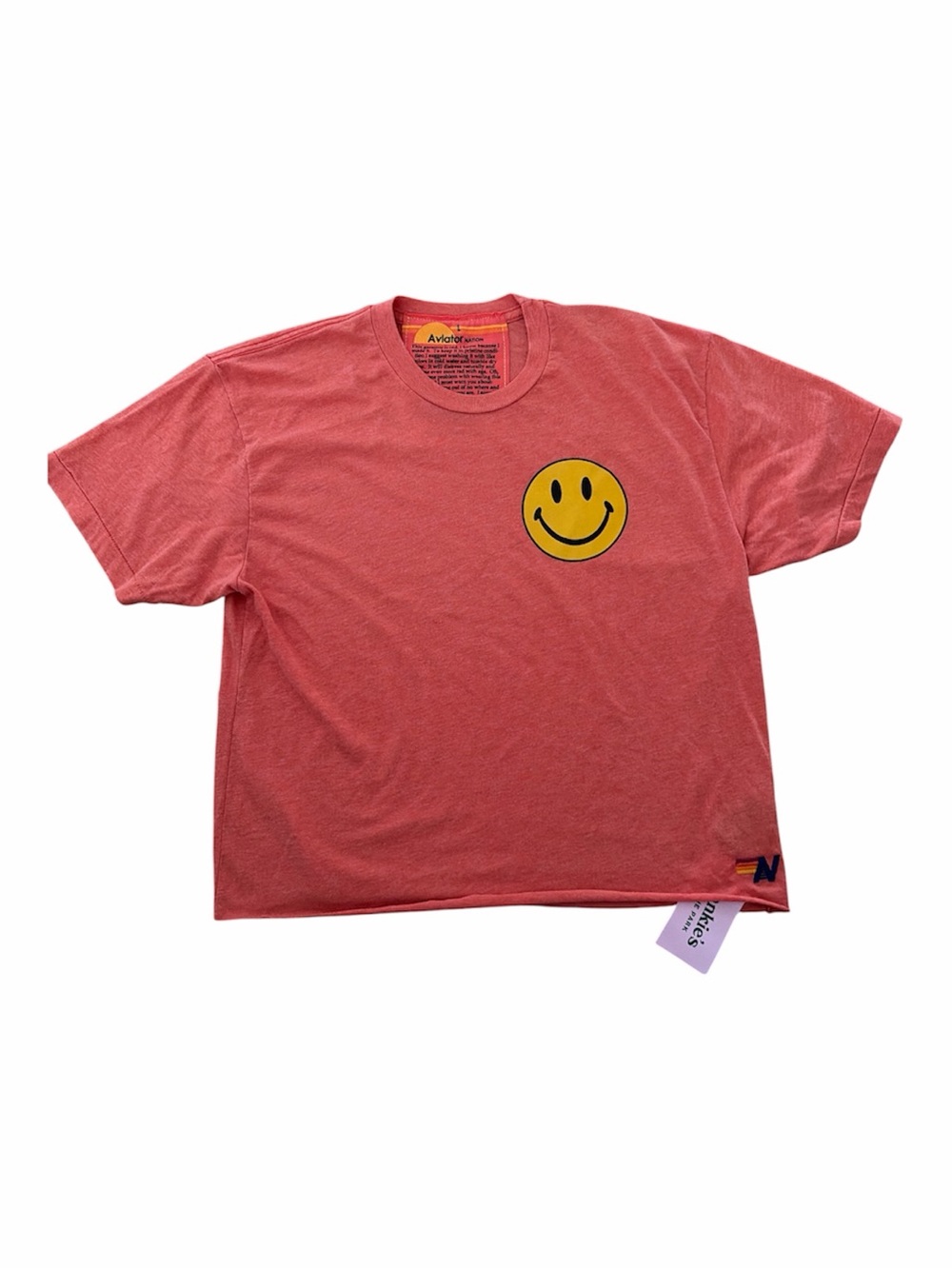 Aviator Nation Smiley Face Cropped Tee